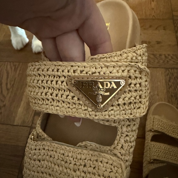 Prada Tan Raffia Sandals - Picture 3 of 4
